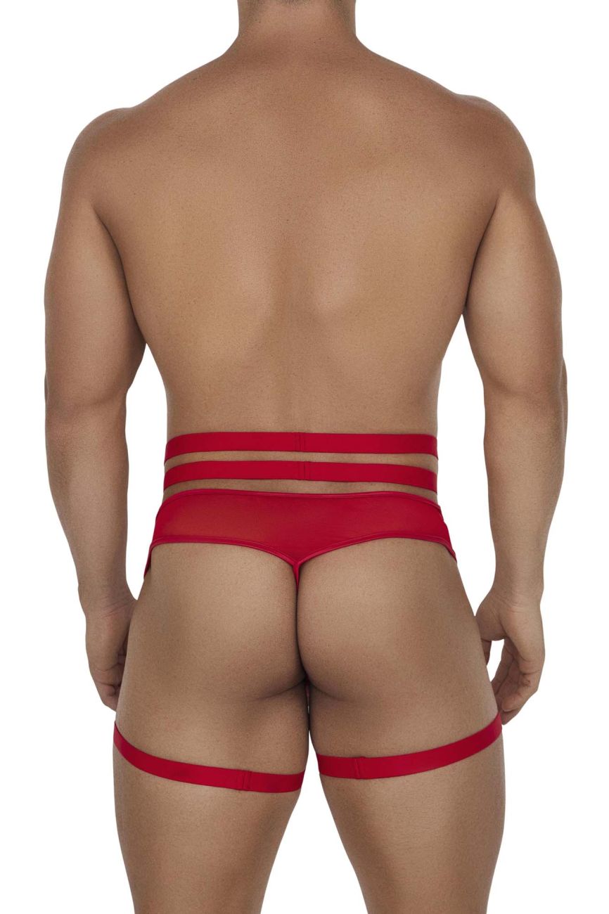 CandyMan 99677 Garter Thongs Two Piece Set Red