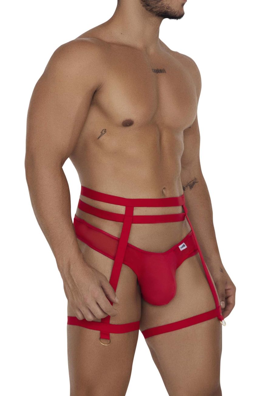 CandyMan 99677 Garter Thongs Two Piece Set Red