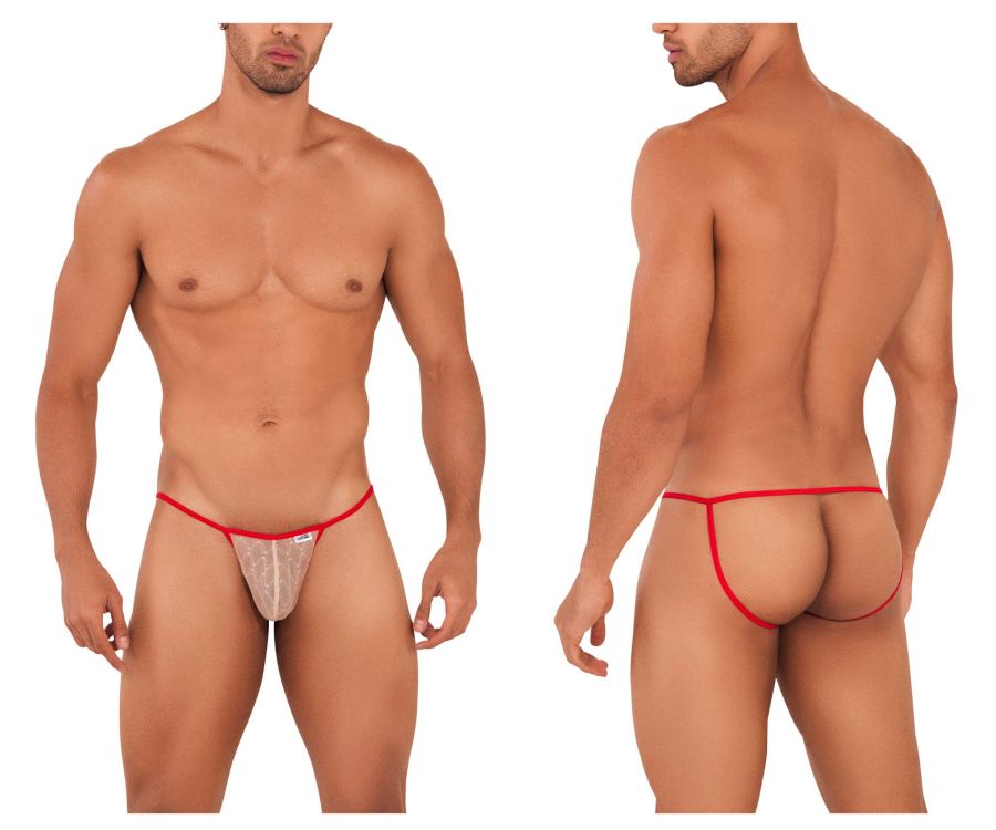 CandyMan 99709 Micro Lace Jockstrap Beige-Red