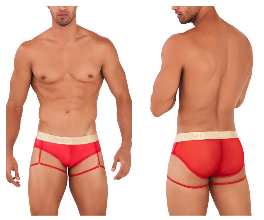 CandyMan 99722 Garter Mesh Briefs Red