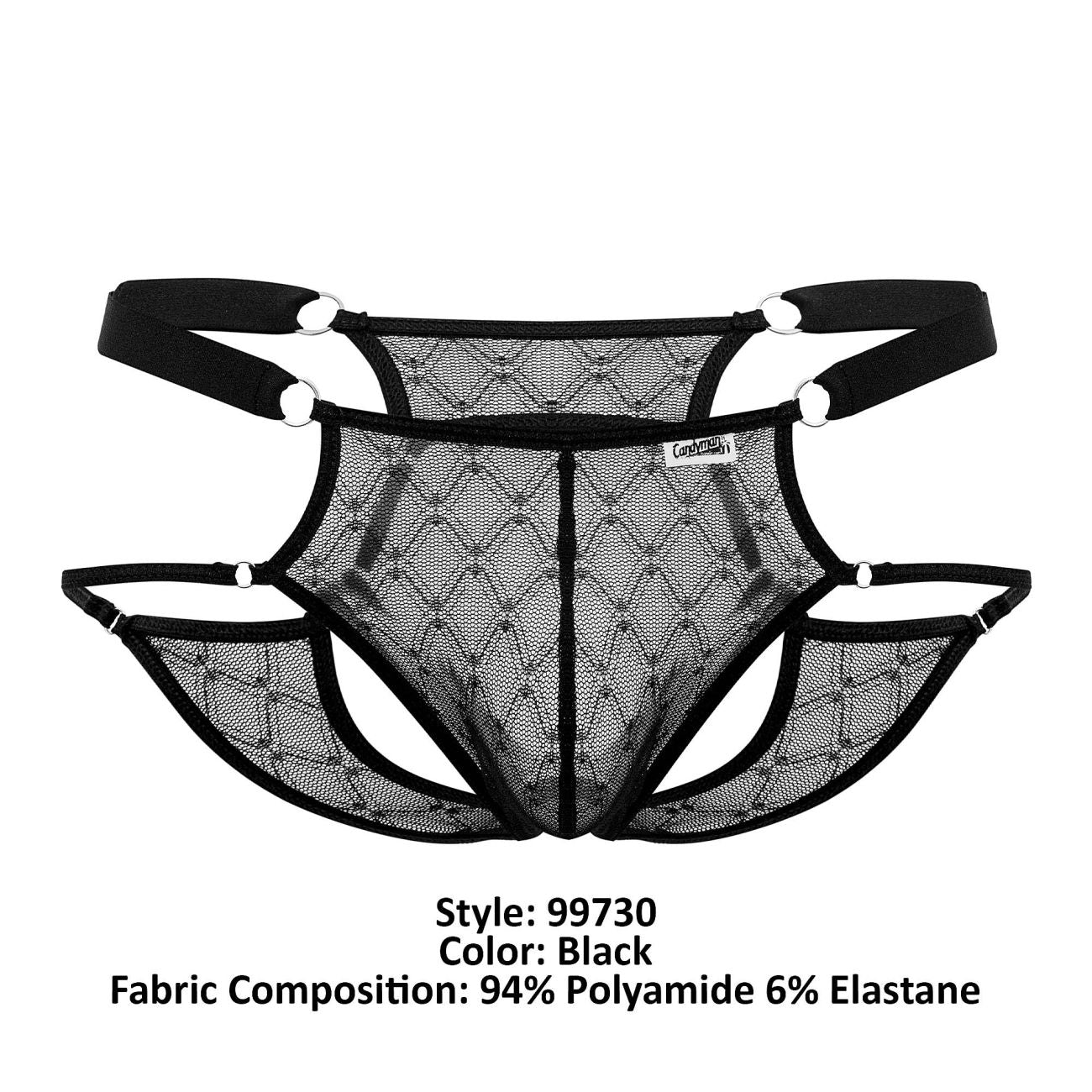 CandyMan 99730 Lace Jockstrap Black