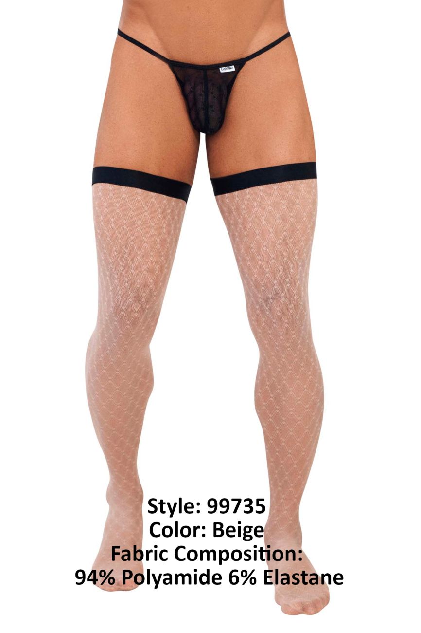 CandyMan 99735 Mesh Thigh Highs Beige