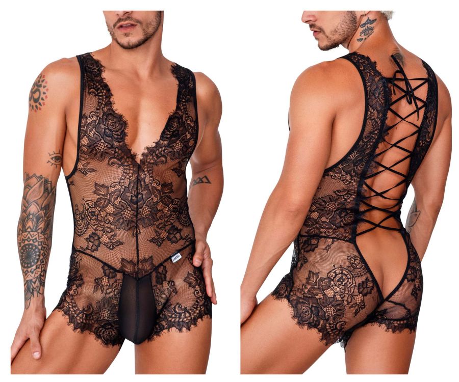 CandyMan 99743 Lace Bodysuit Black