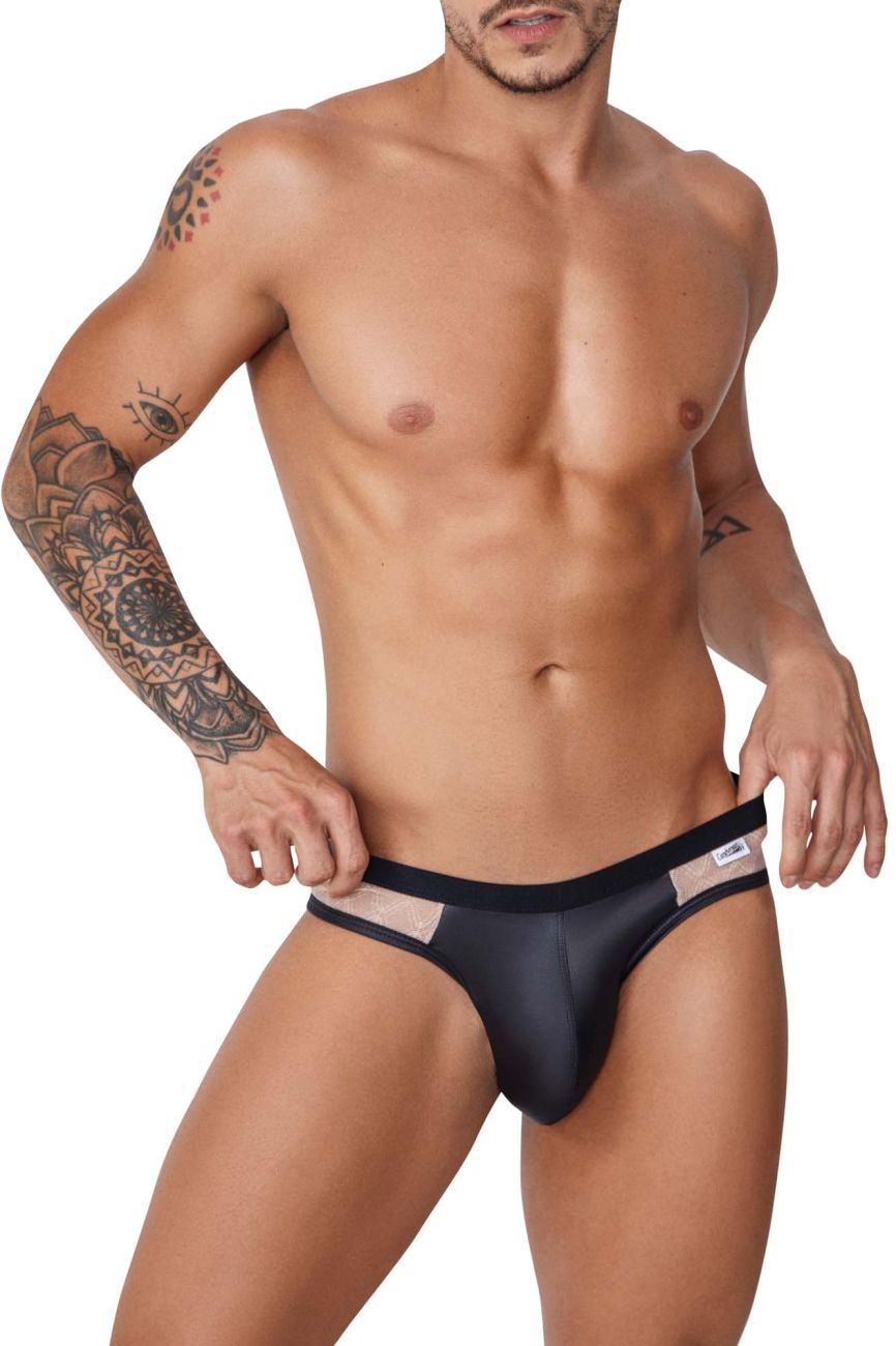 CandyMan 99763 Lace Jockstrap Nude-Black