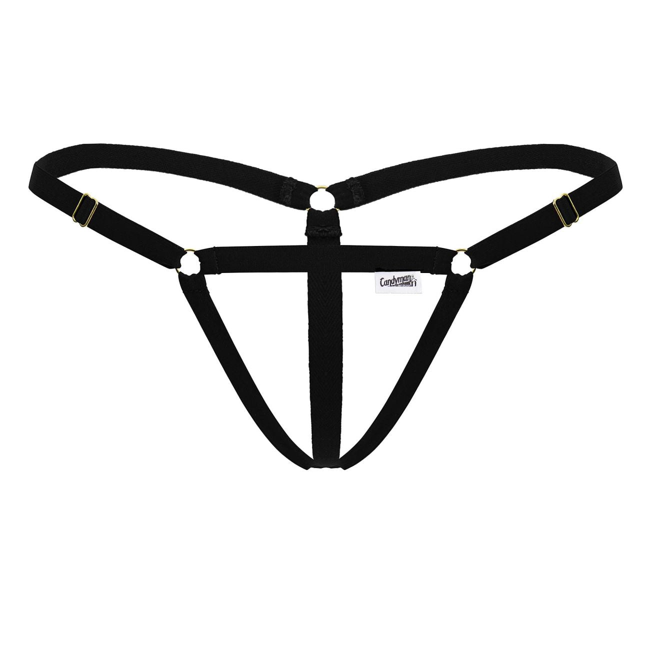 CandyMan 99852 Mens Strap Nudist Thongs Black