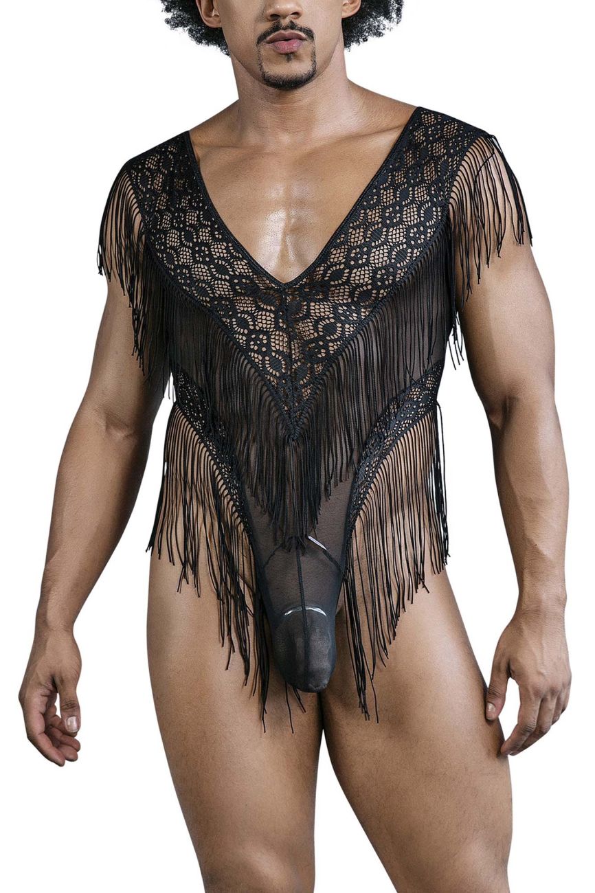 CandyMan 99865 Mens Sexy Lace-Mesh Bodysuit with Fringe Black CandyMan 99865 Mens Sexy Lace-Mesh Bodysuit with Fringe Black