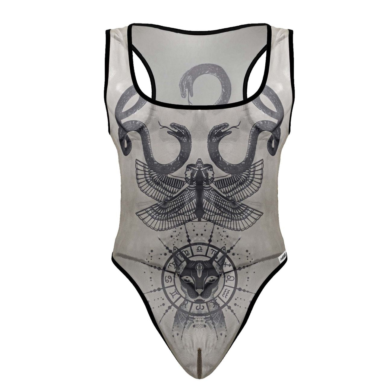 CandyMan 99869 Egyptian Mens Bodysuit Nude-Black
