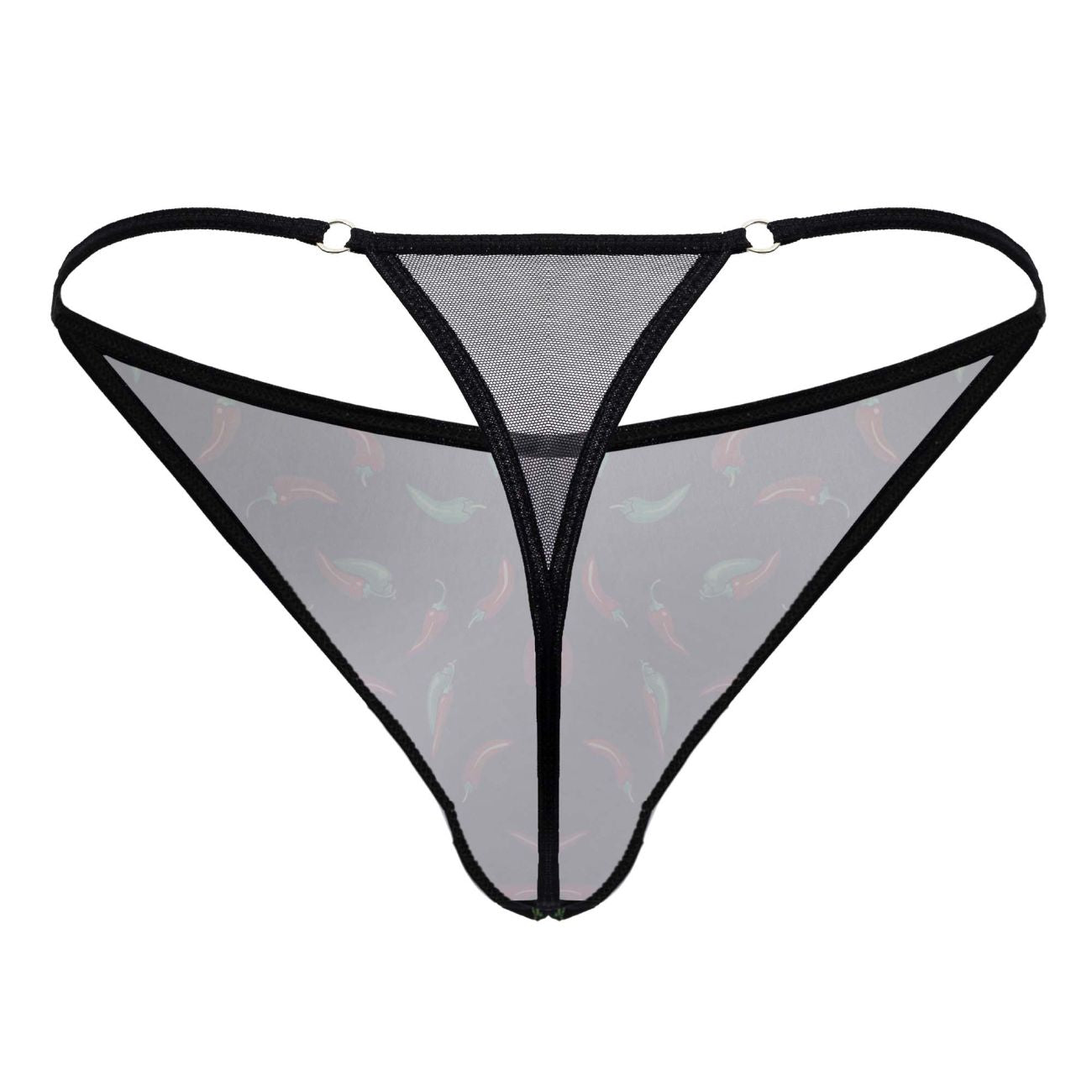 CandyMan 99875 Mens Breathable Mesh Chilli Pepper Thongs  Black Print Plus Sizes