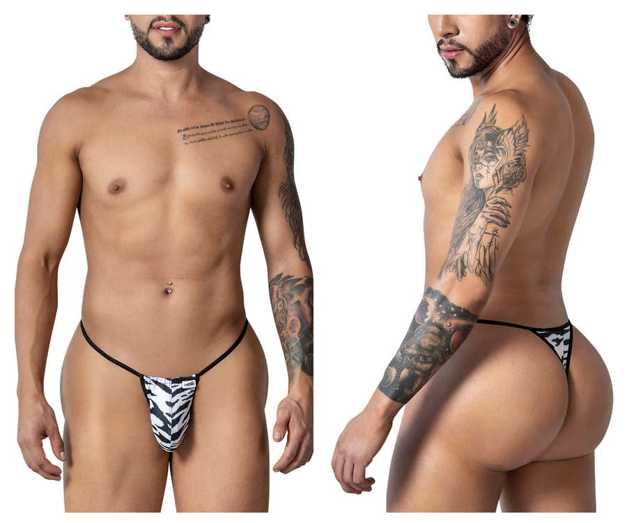 CandyMan 99877 Mens Wild Animal Thongs Zebra Print Plus Sizes