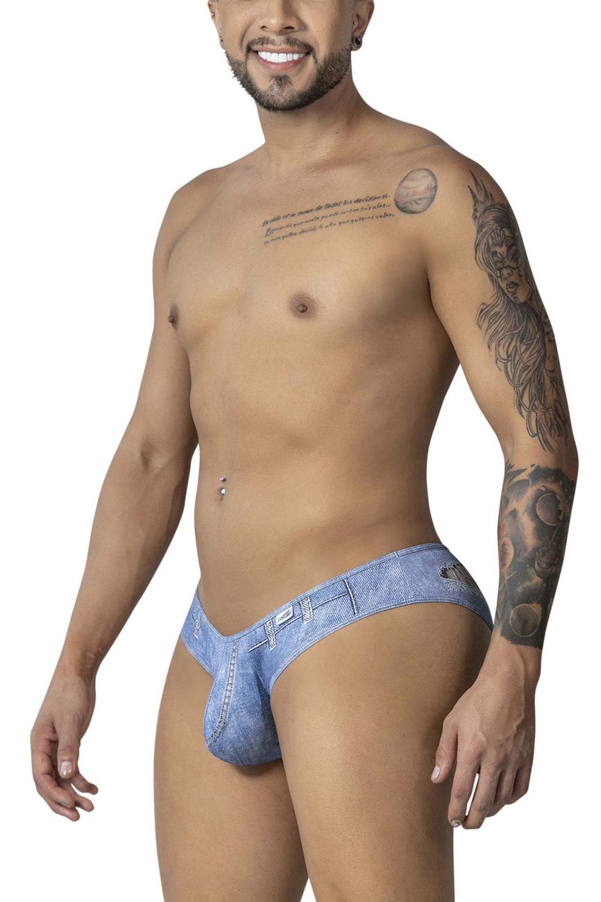 CandyMan 99897 Cowboy Mens Denim Distressed Cutout Briefs Blue