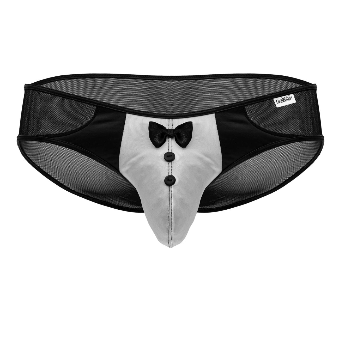 CandyMan 99919 Male Tuxedo Briefs with Bow Black-White