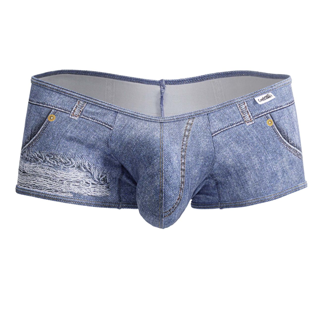 CandyMan 99921 Cowboy  Mens Denim Distressed Cut Out Trunks Blue