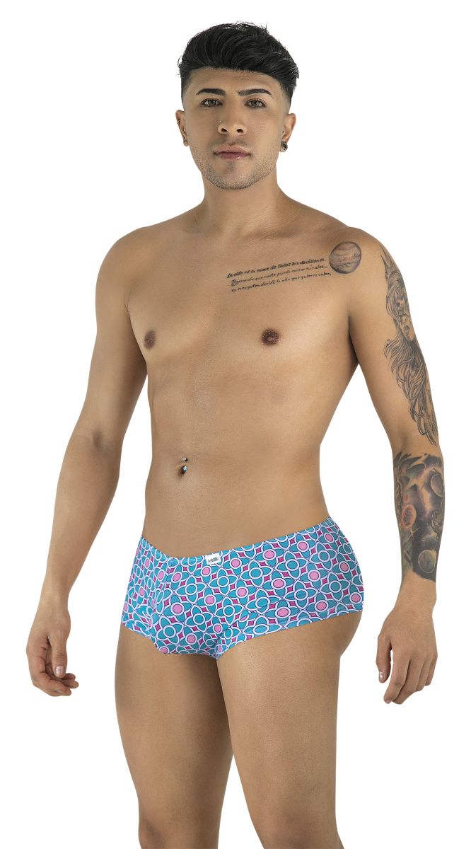 CandyMan 99922 Mens Holiday Low Rise Trunks Boxer Briefs Printed Blue