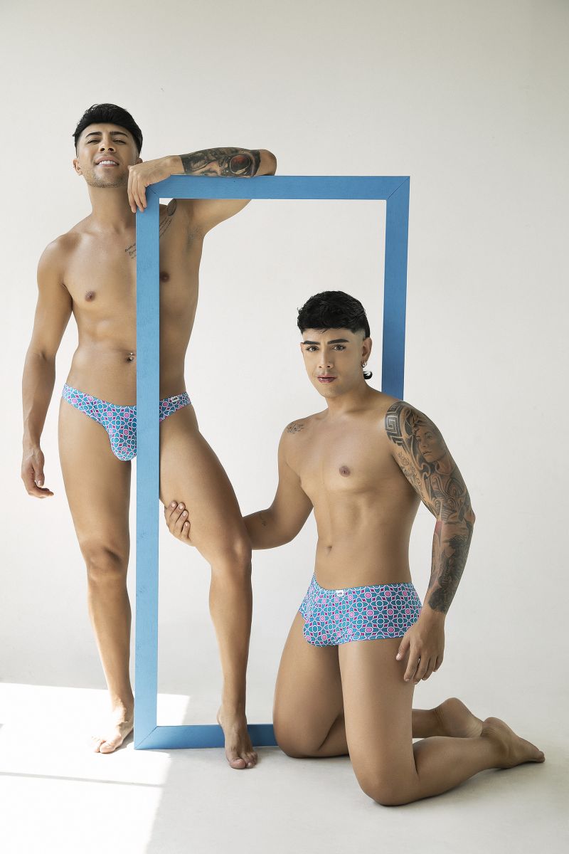 CandyMan 99922 Mens Holiday Low Rise Trunks Boxer Briefs Printed Blue