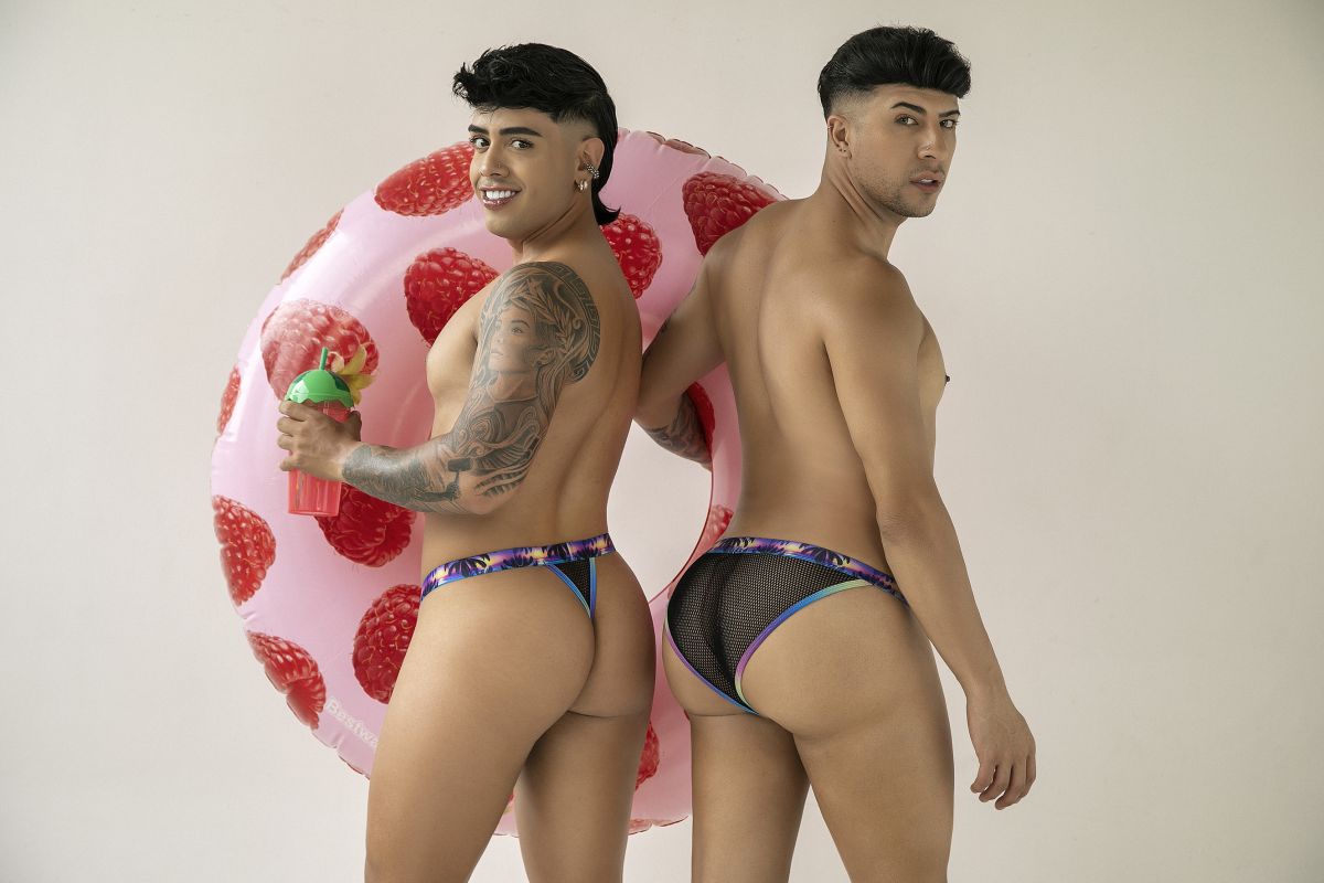 CandyMan 99935 Mens Ultra Light Feel Palm Trees & Mesh Briefs Black