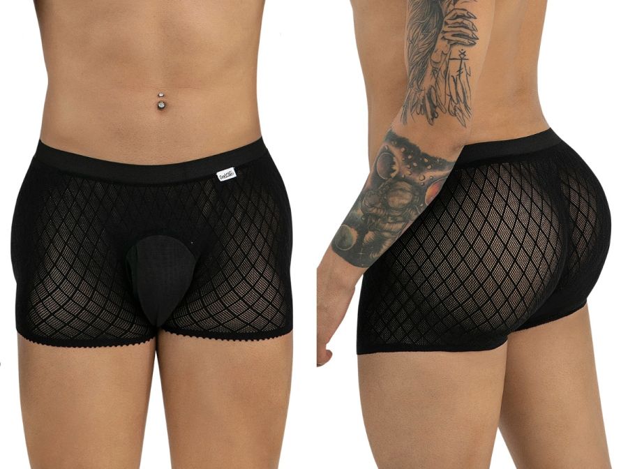 CandyMan 99962 Mens Stretch Fishnet Boxer Briefs Black