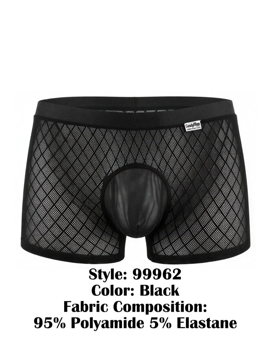 CandyMan 99962 Mens Stretch Fishnet Boxer Briefs Black