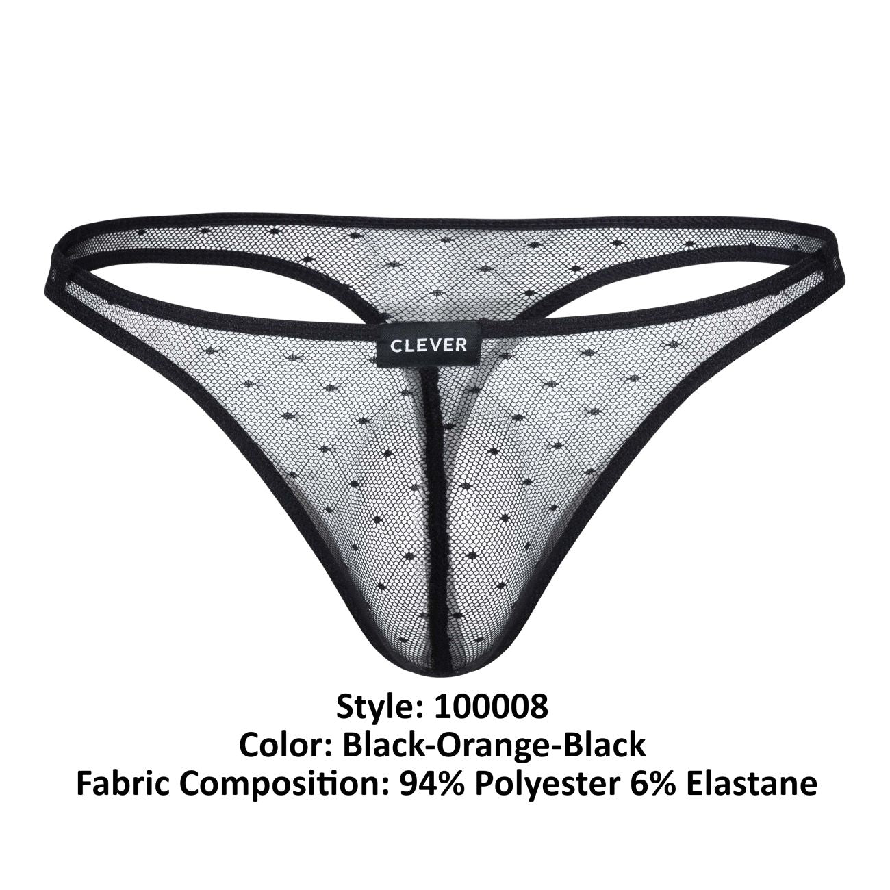 Clever 100008 3PK Australian Latin Thongs Black-Orange-Black