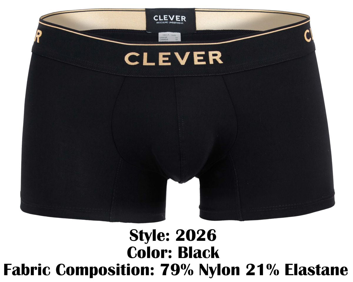 Clever 2026 Valladolid Mens Sleek Boxer Briefs Trunks Black