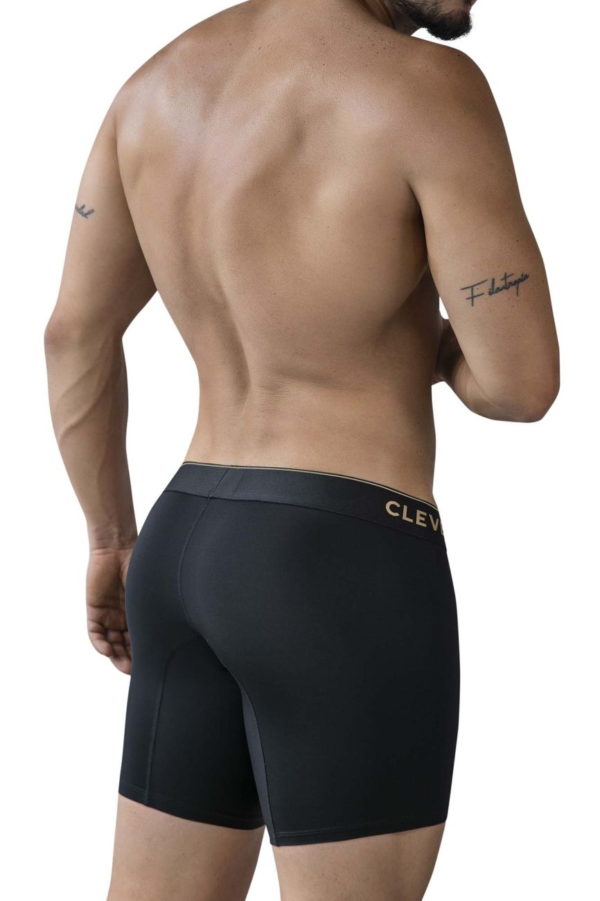 Clever 2027 Valladolid Mens Sleek Long Leg Boxer Briefs Black