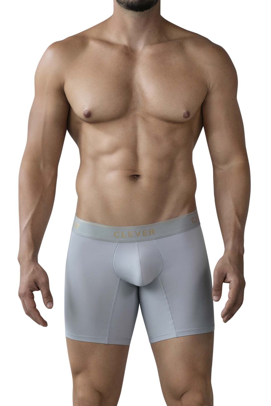 Clever 2027 Valladolid Mens Sleek Long Leg Boxer Briefs Gray