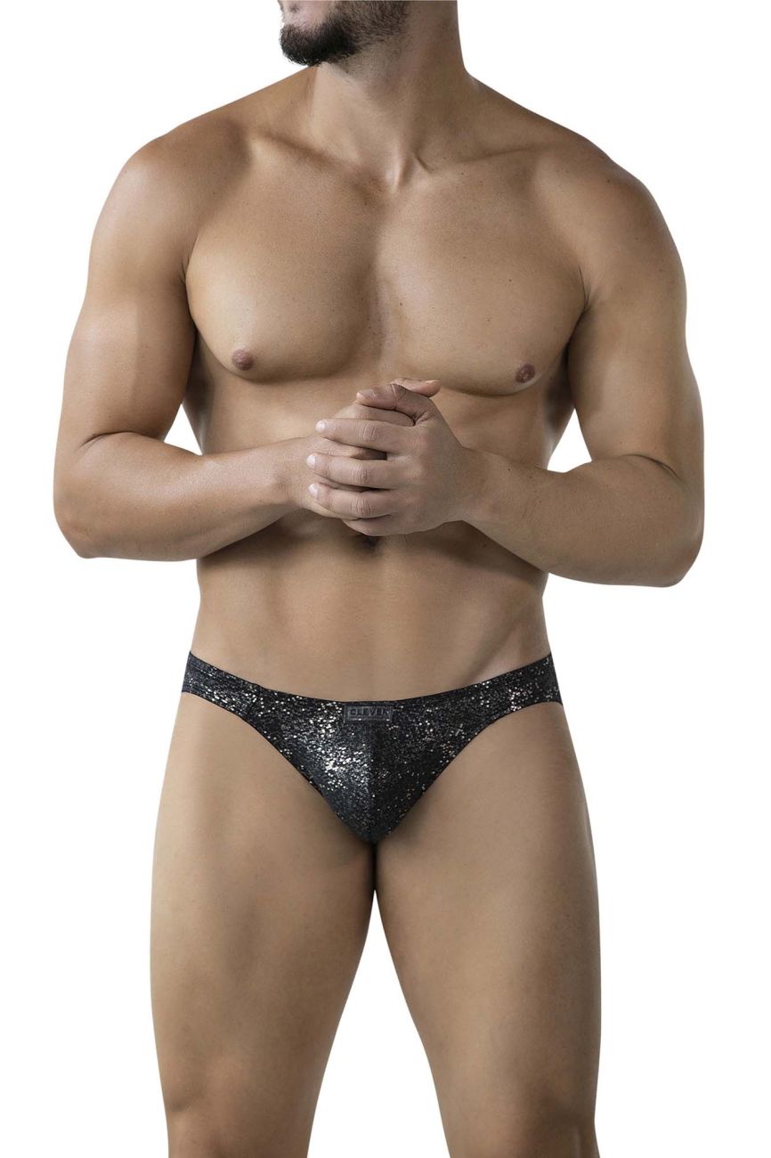 Clever 2039 Galaxy Mens Glitter Bikini Briefs Black