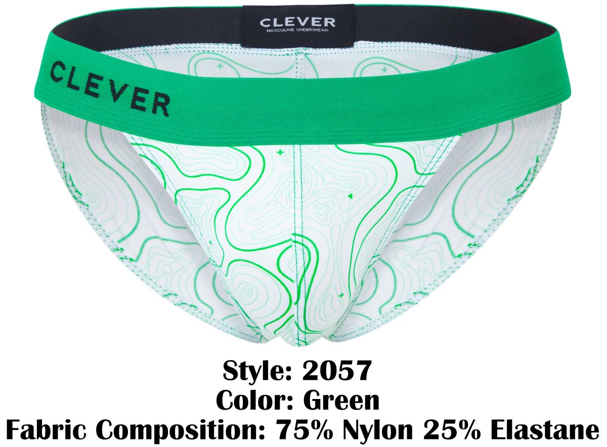 Clever 2057 Maze Mens Sporty Modern Bikini Brief Green