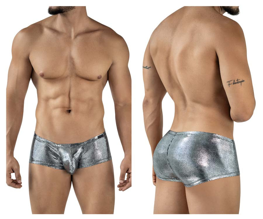 Clever 2058 Mens Sparkles Metallic Trunks Black Silver