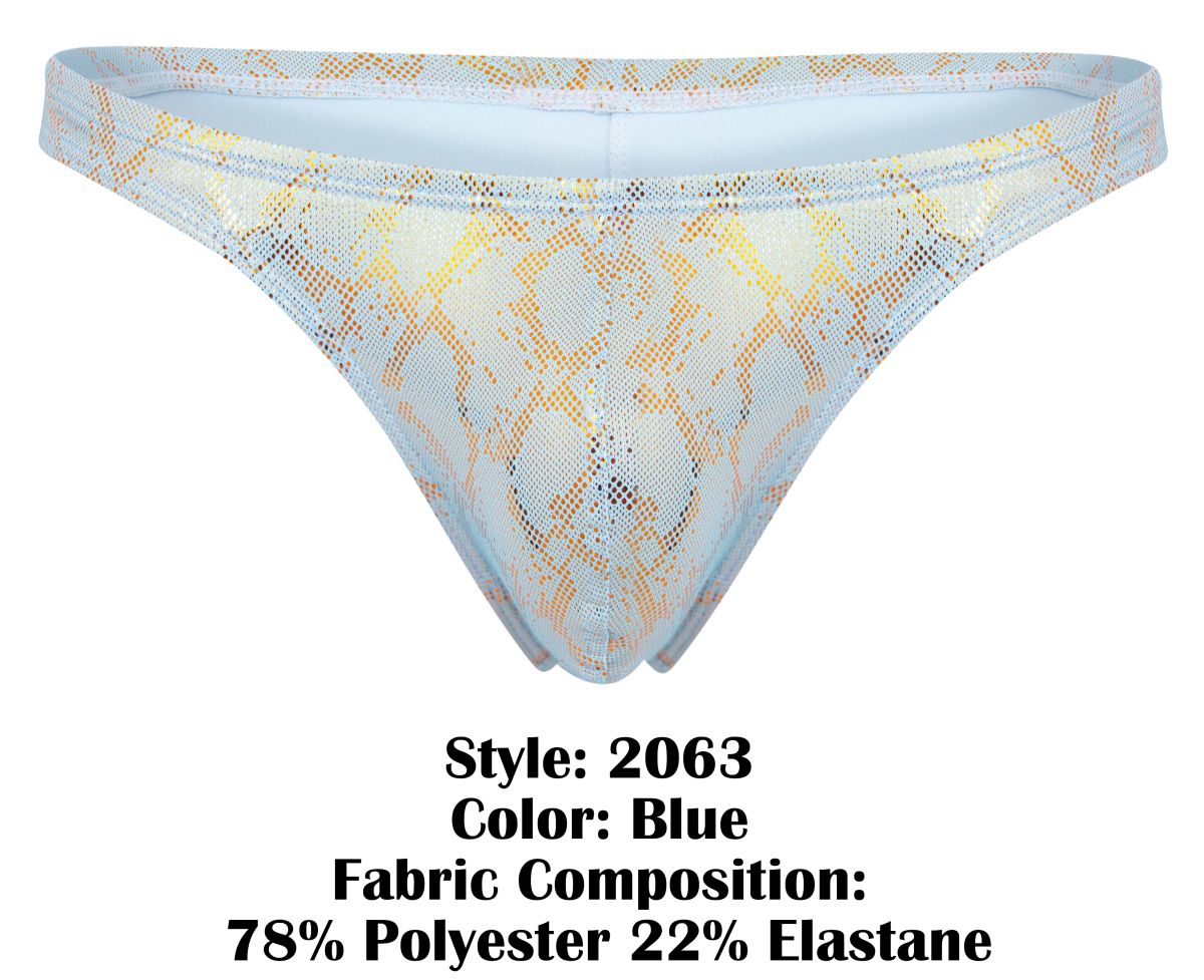 Clever 2063 Mens Diamond Sculpted Fit Thongs Light Blue