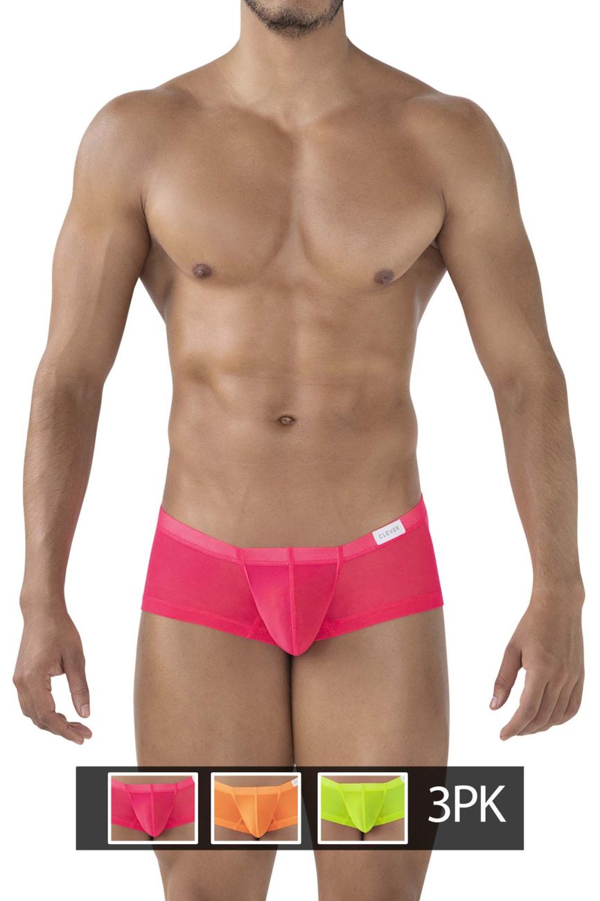 Clever 229939 3PK Australian Latin Trunks Fuchsia-Orange-Green
