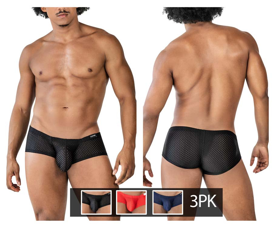 Clever 3 PK 229947 Australian Latin Trunks Black-Red-Blue