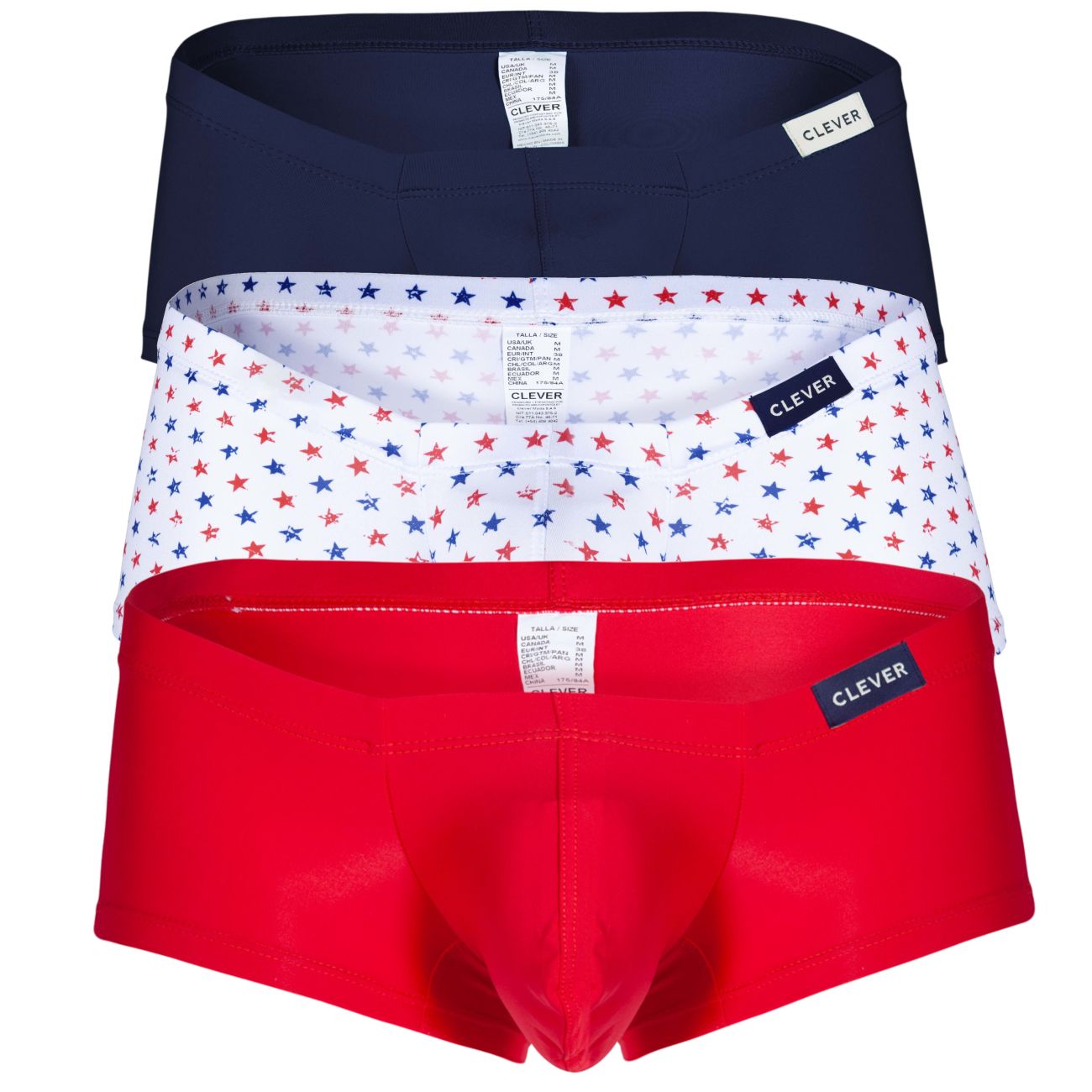 Clever 3 PK 229949 Australian Latin Trunks Red-Blue-White