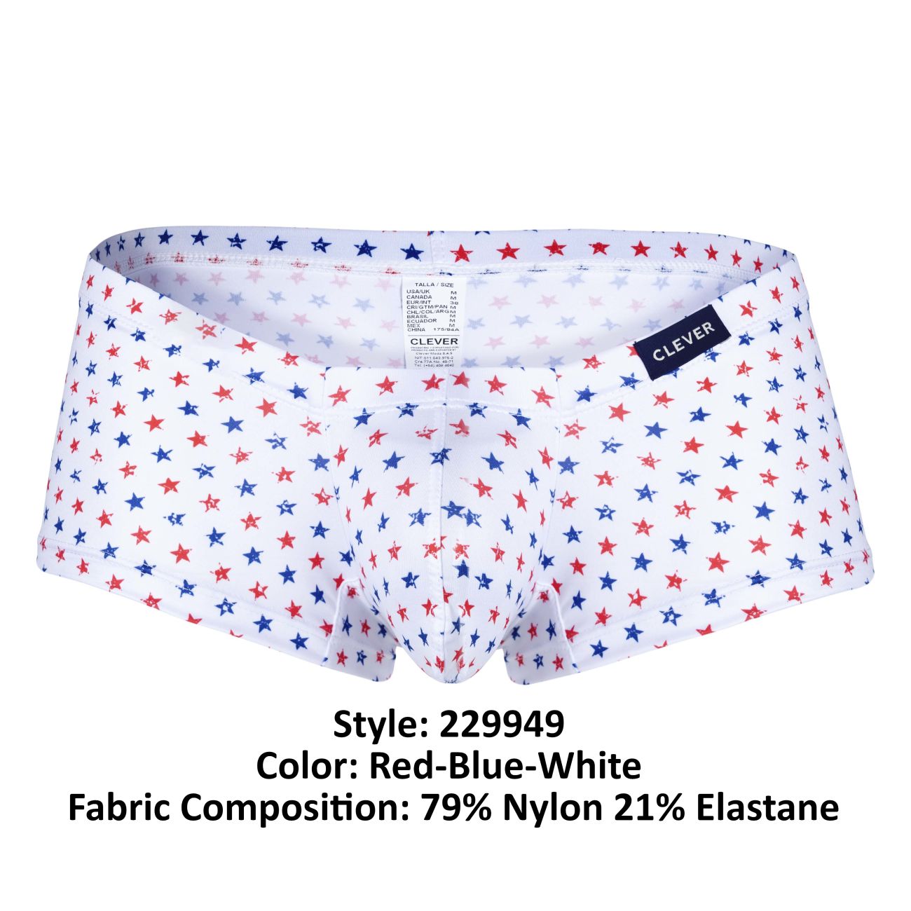 Clever 3 PK 229949 Australian Latin Trunks Red-Blue-White
