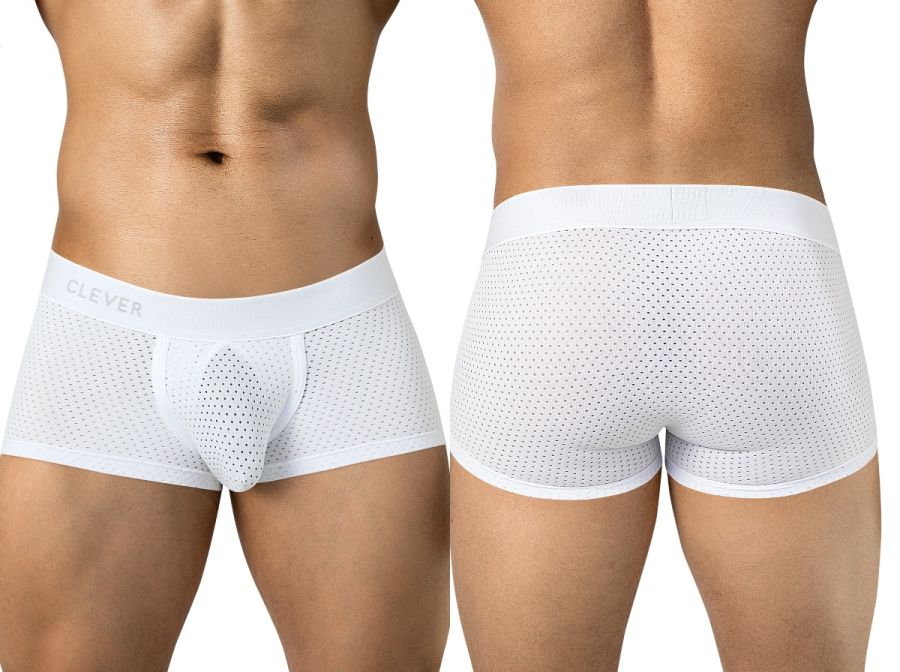 Clever 26181 Ulises Mens Ergonomically Scrulted Pouch Trunks White
