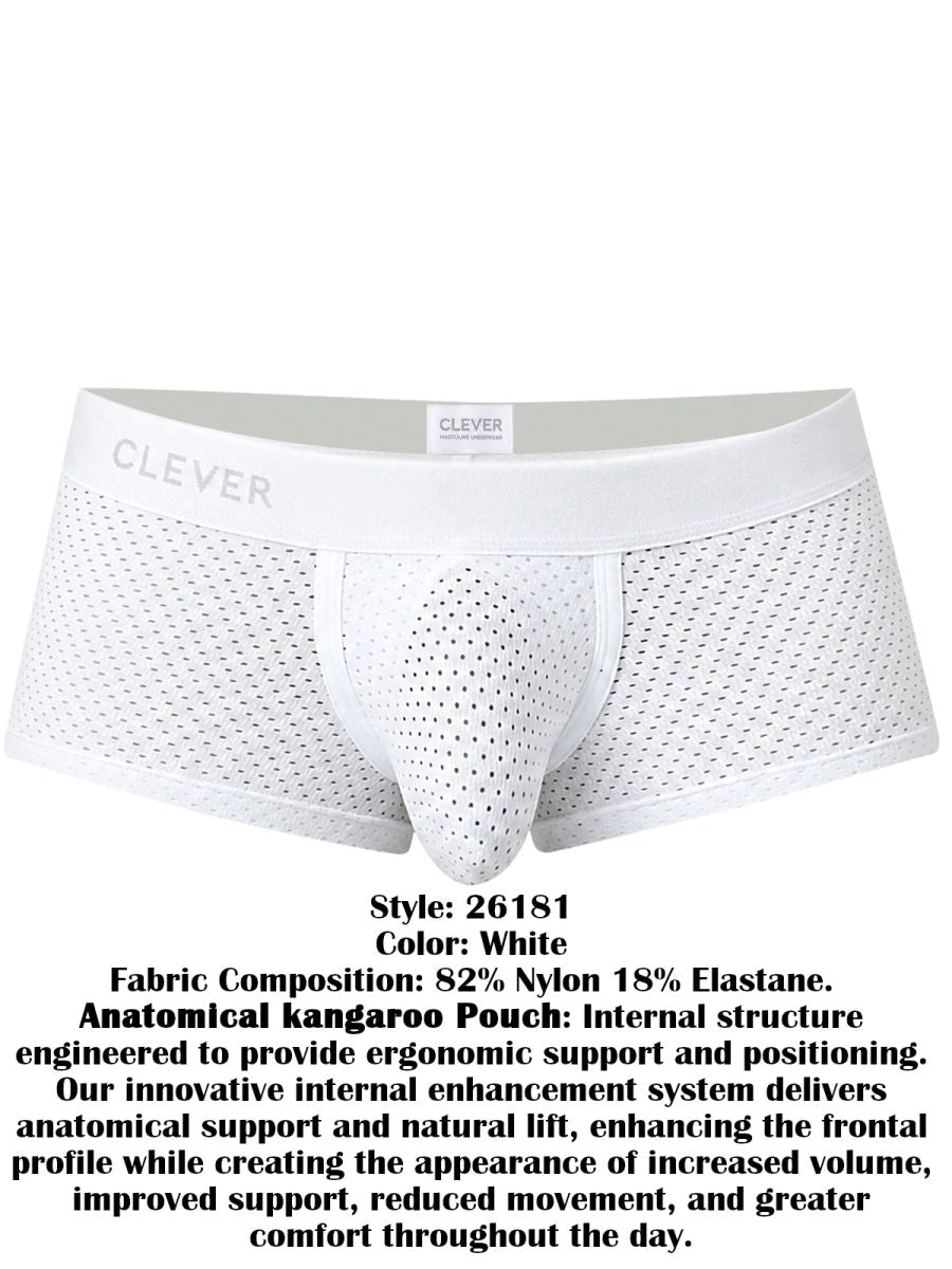 Clever 26181 Ulises Mens Ergonomically Scrulted Pouch Trunks White