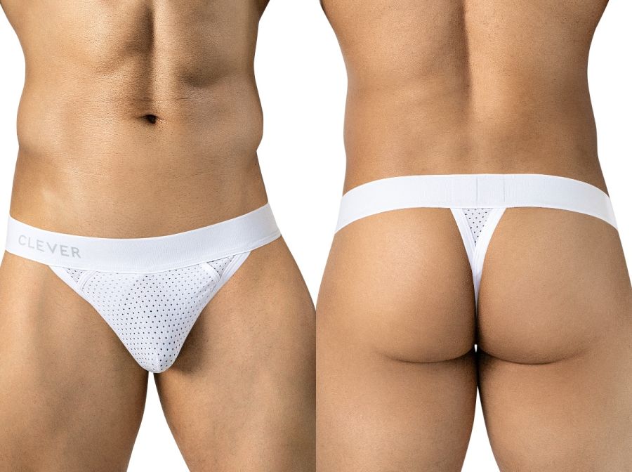 Clever 26189 Ulises Mens Kangaroo Pouch Internal Structured Thongs White