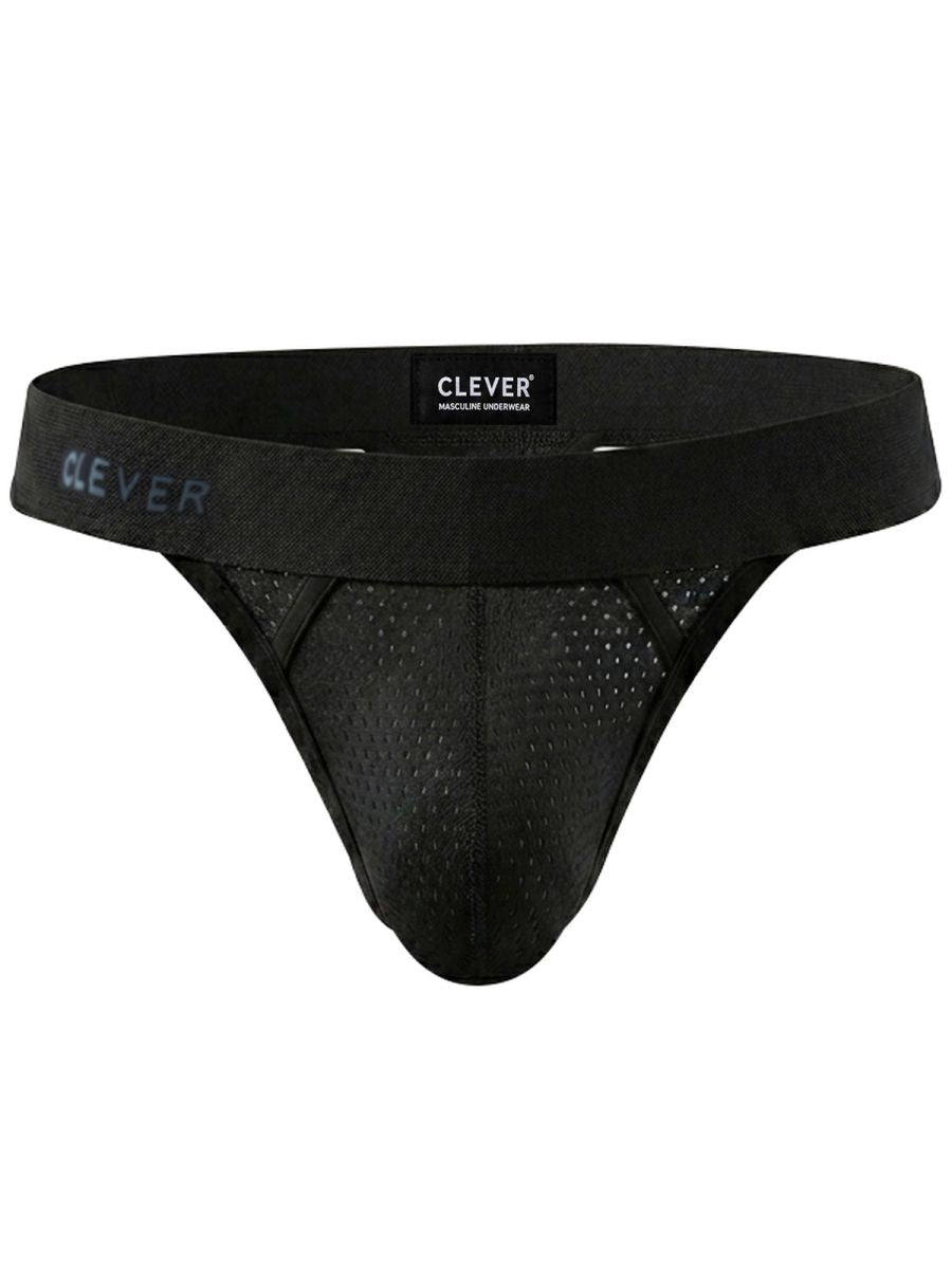 Clever 26192 Ulises Mens Kangaroo Pouch Internal Structured Thongs Black