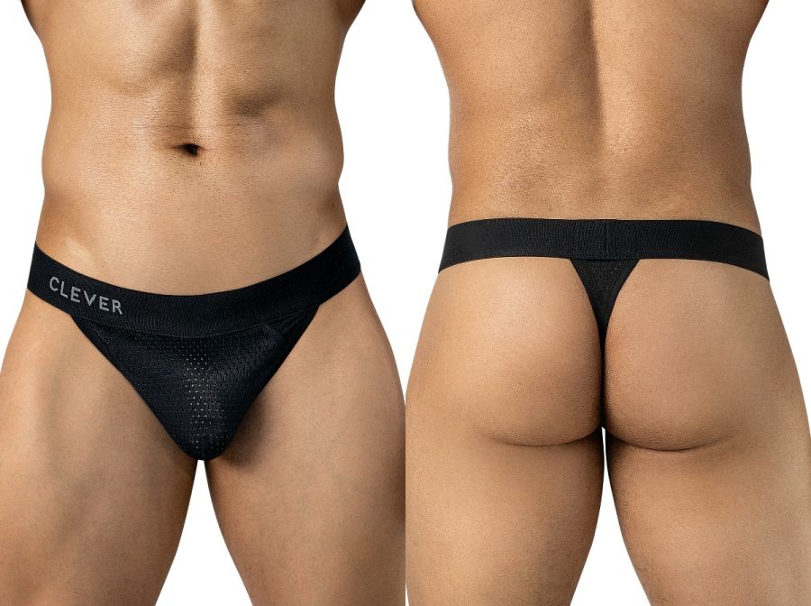 Clever 26192 Ulises Mens Kangaroo Pouch Internal Structured Thongs Black