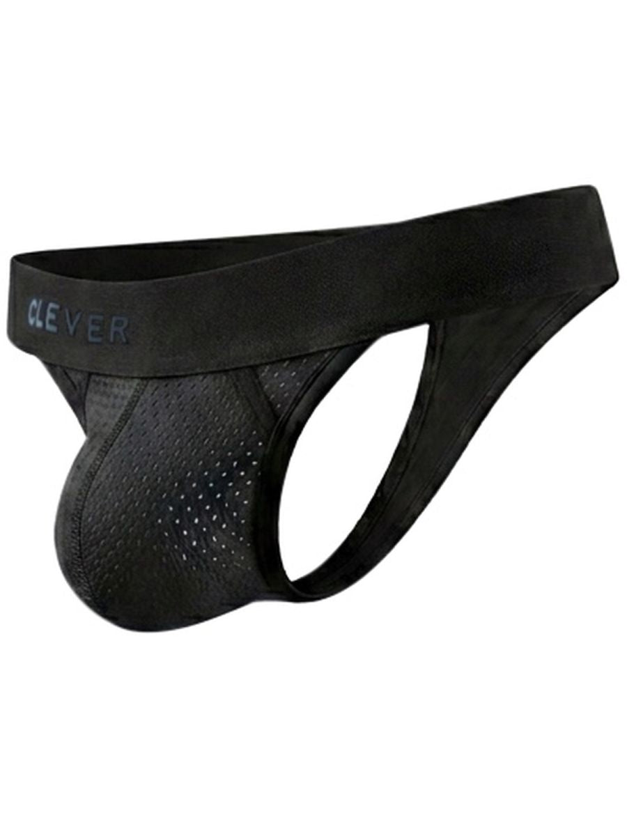 Clever 26192 Ulises Mens Kangaroo Pouch Internal Structured Thongs Black
