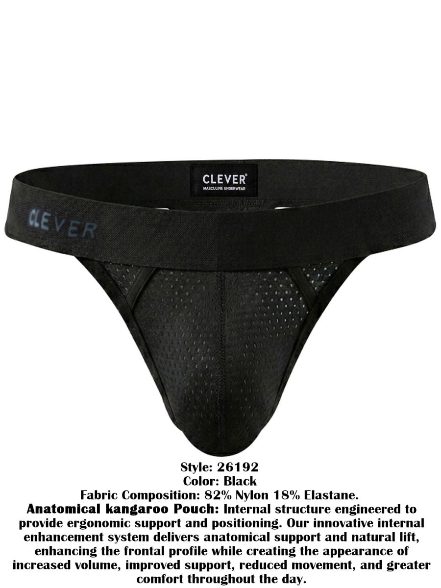 Clever 26192 Ulises Mens Kangaroo Pouch Internal Structured Thongs Black