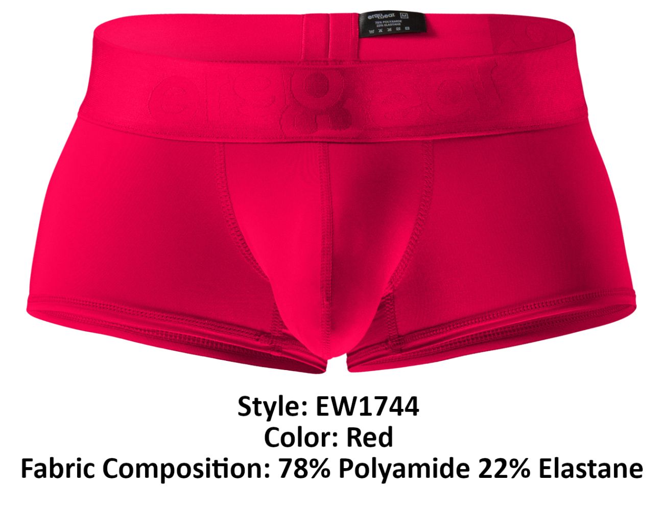 ErgoWear EW1744 MAX BOLD Mens Crafted for Comfort Trunks Red