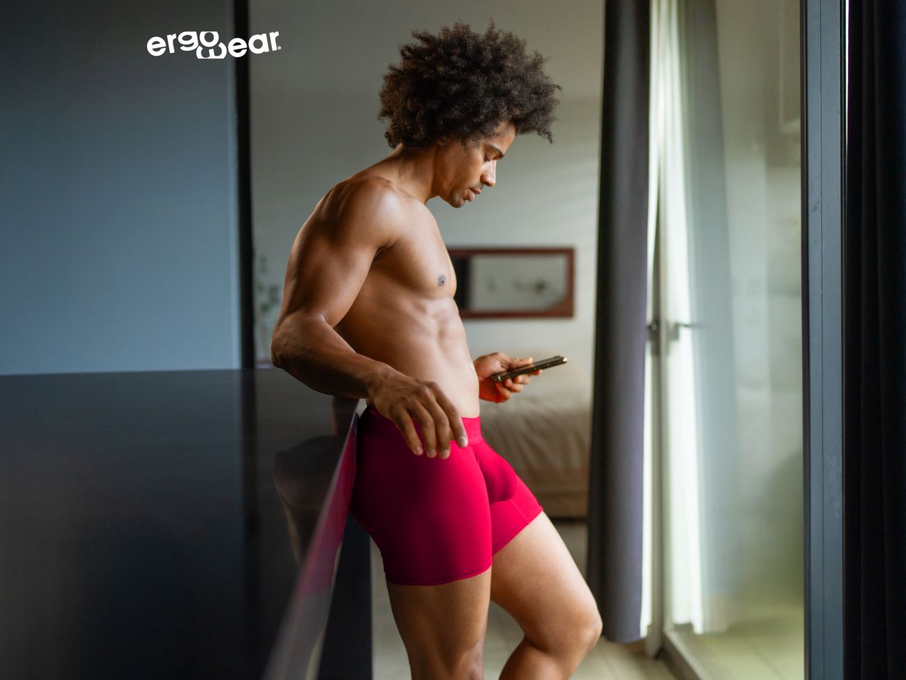 ErgoWear EW1745 MAX BOLD Male Sleek & Comfortable Boxer Briefs Red