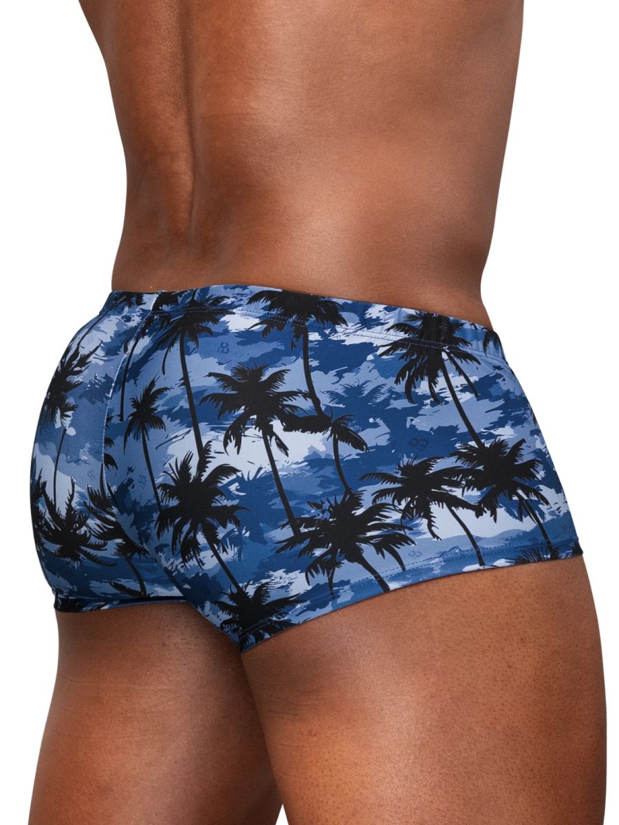 ErgoWear EW1825 Tropical Camo Male Swim Trunks Dark Blue Palms