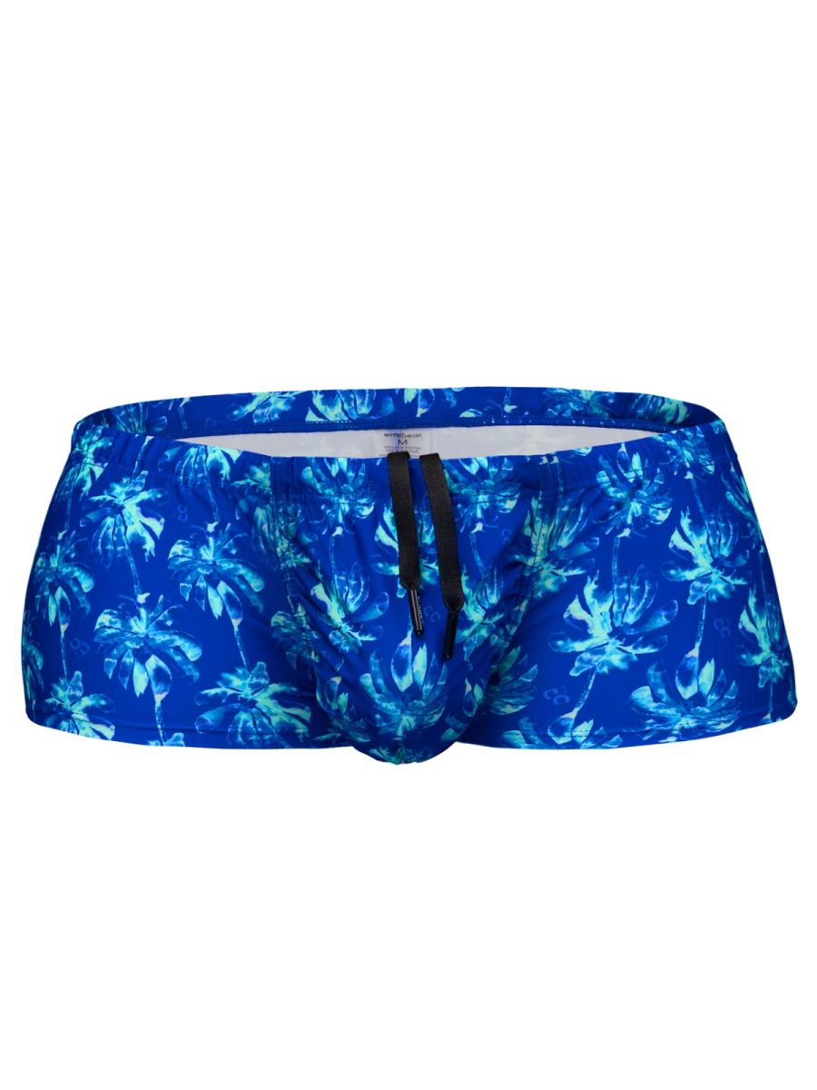 ErgoWear EW1827 Mens 4-Way Stretch Swim Trunks Royal Blue Palms