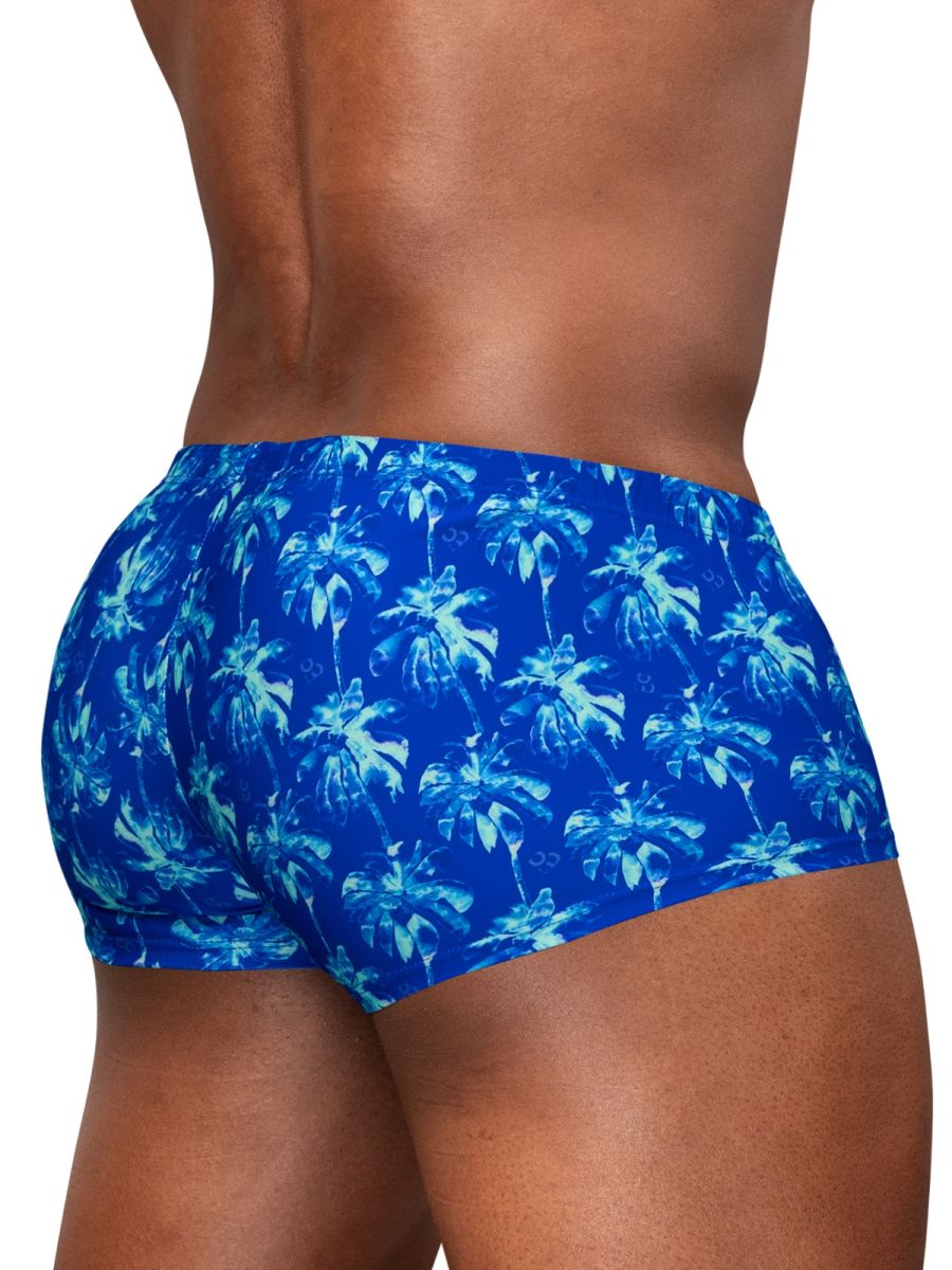 ErgoWear EW1827 Mens 4-Way Stretch Swim Trunks Royal Blue Palms