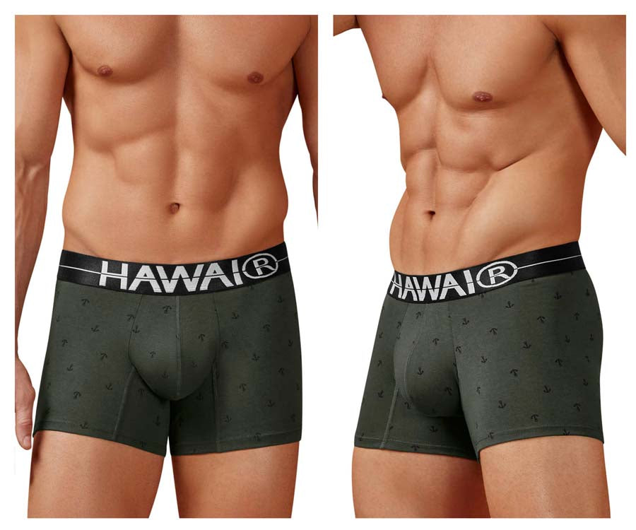 HAWAIR 42521 Cotton Blend Male Snug Fit Trunks Military Green