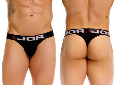 JOR 2333 Cronos Mens Sleek Modern Thongs Black Plus Sizes