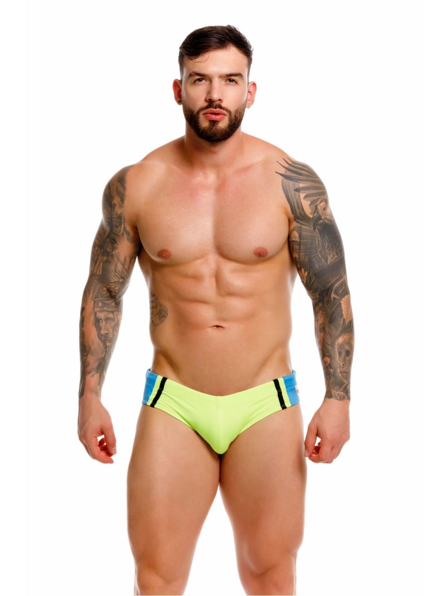 JOR 2384 Mens Neon Wind Swim Briefs with Support Green Plus Sizes