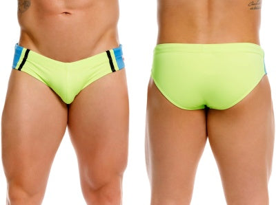 JOR 2384 Mens Neon Wind Swim Briefs with Support Green Plus Sizes