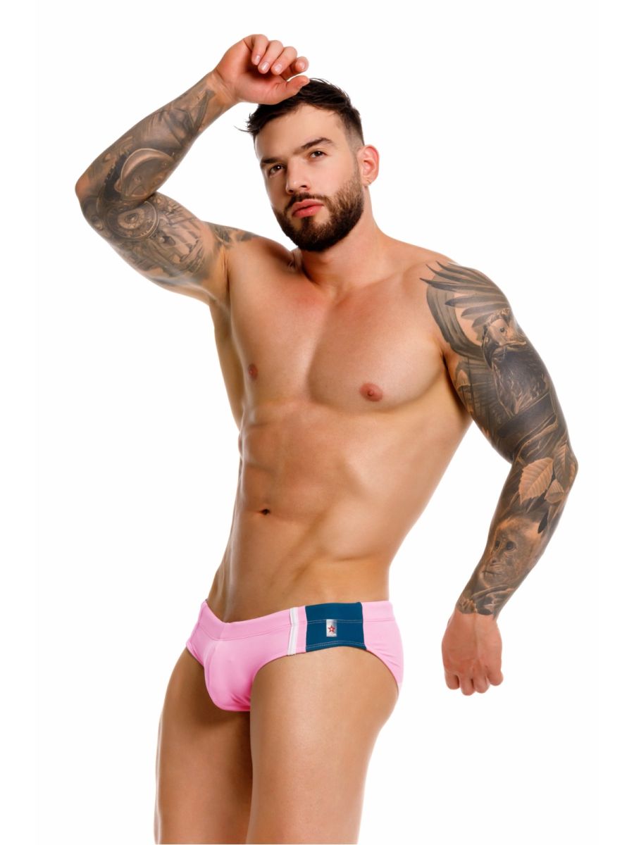 JOR 2384 Mens Neon Wind Swim Briefs with Support Pink Plus Sizes